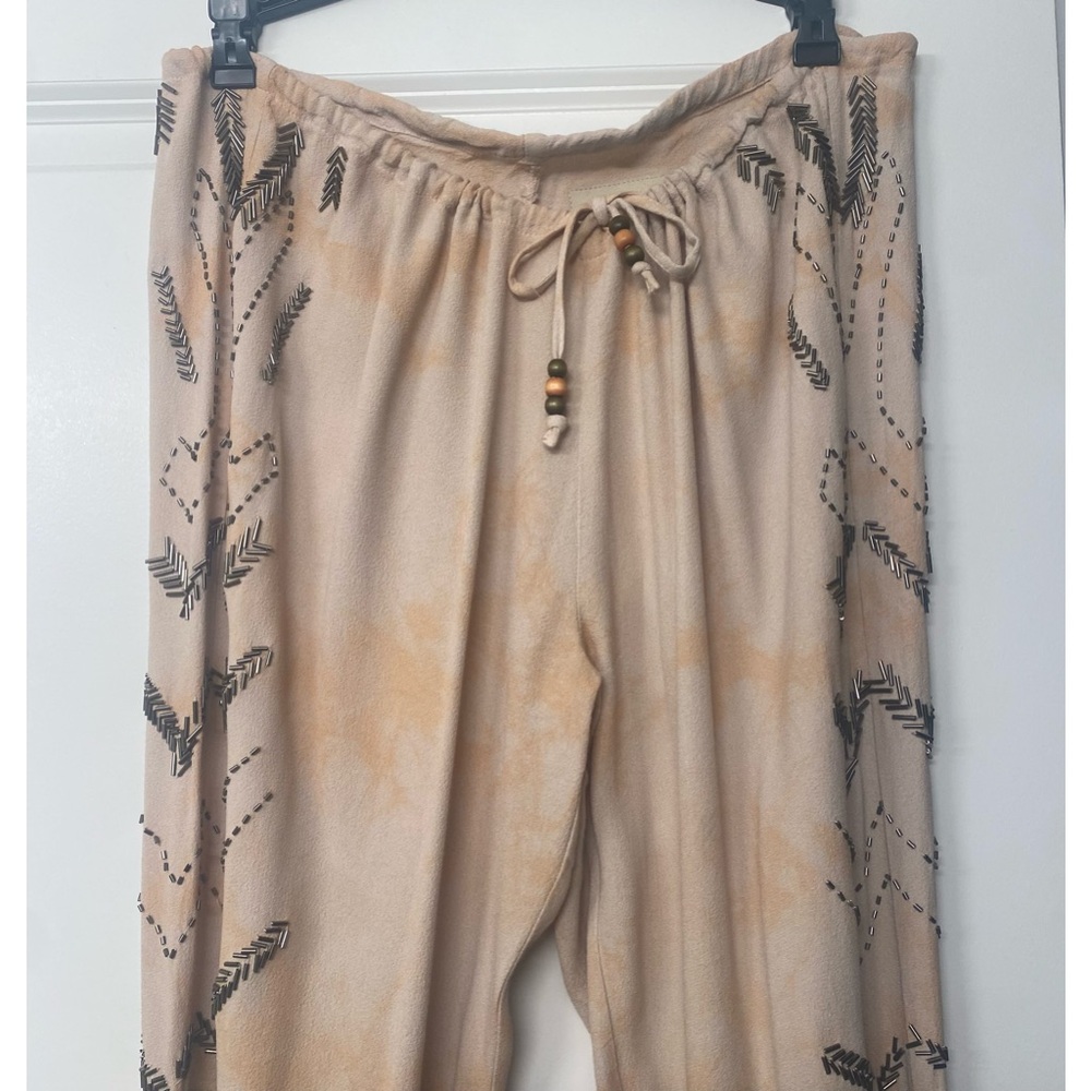 Drawstring embellished bugle bead pant